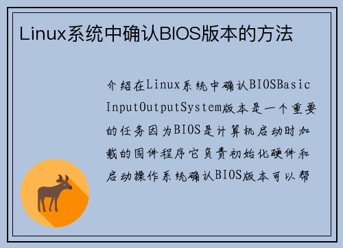 Linux系统中确认BIOS版本的方法